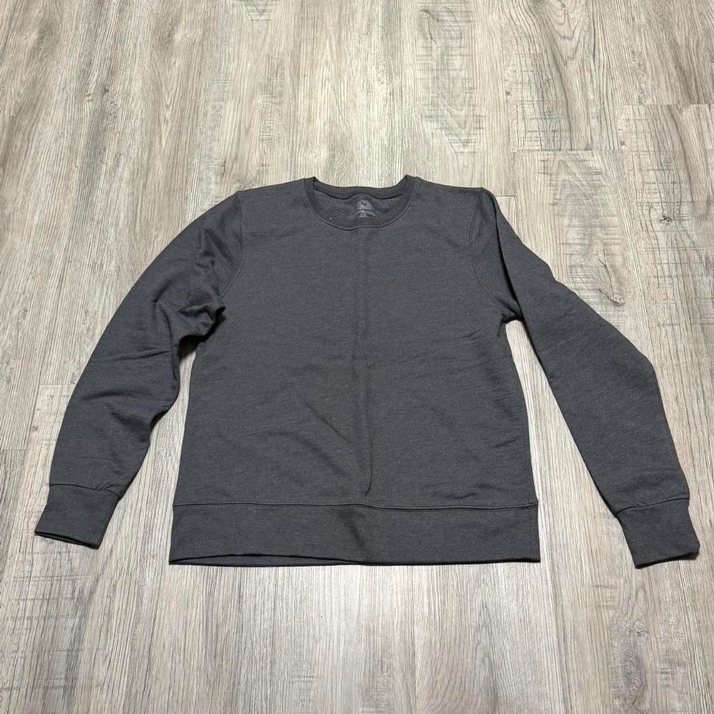 Fruit of the Loom Mens Crew Neck Sweatshirt Dark Grey Heather Large Pullover